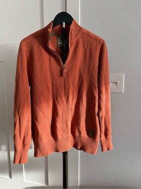 Eddie Bauer Men's Zip-Up Sweater in Rust Orange